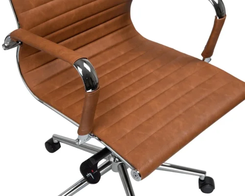 Офисное кресло для руководителей 101F-LMR CLARK, цвет светло-коричневый №321 Dobrin, коричневый/экокожа, ножки/металл/хром, размеры - 1090*1150***680*680 фото 8