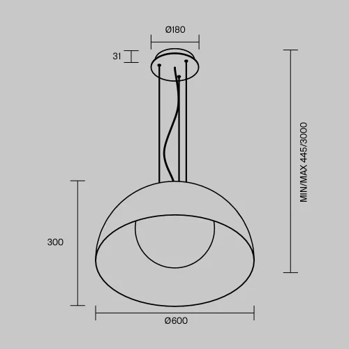 Светильник подвесной LED MOD472PL-L33B3K Batten Maytoni серый на 1 лампу, основание чёрное в стиле современный хай-тек фото 4