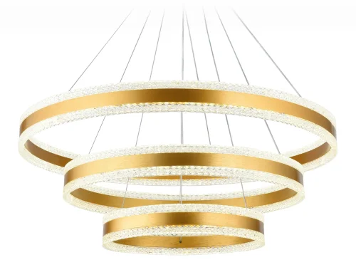Люстра подвесная LED с пультом FA6183 Ambrella light прозрачная золотая на 1 лампа, основание золотое в стиле современный хай-тек с пультом кольца фото 2