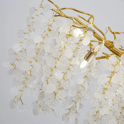 Люстра подвесная Parra 4161-12P Favourite белая прозрачная на 12 ламп, основание золотое в стиле флористика ветви фото 4