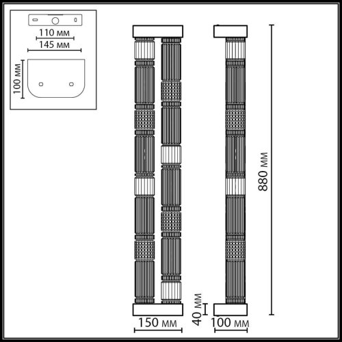 Бра LED Collier 5455/60WL Odeon Light прозрачный на 1 лампу, основание латунь античное бронза в стиле современный фото 2