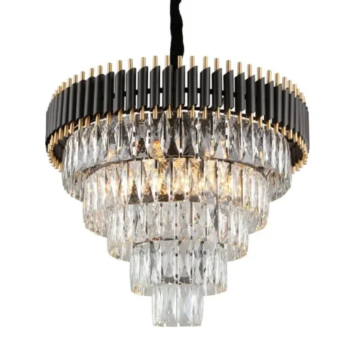 Люстра подвесная Corleone OML-69803-15 Omnilux прозрачная на 15 ламп, основание чёрное в стиле классический 