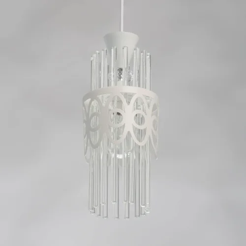 Светильник подвесной Соло 112010801 DeMarkt прозрачный 1 лампа, основание белое в стиле современный  фото 2