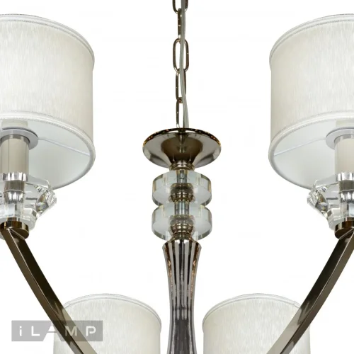 Люстра подвесная Oxford 85175/8 CR iLamp белая на 8 ламп, основание хром в стиле американский современный  фото 4