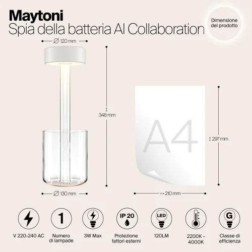 Настольная лампа LED AI Collaboration MOD229TL-L3W3K1 Maytoni белая на 1 лампу, основание прозрачное стекло в стиле хай-тек современный беспроводная зарядка фото 6