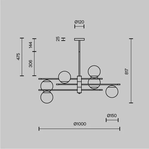 Люстра на штанге Nostalgia MOD048PL-06G Maytoni белая на 6 ламп, основание матовое золото в стиле современный шар фото 12