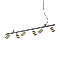 Светильник подвесной DYNAMITE SP6 OTTONE SATINATO Ideal Lux латунь на 6 ламп, основание латунь в стиле современный 