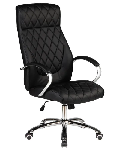 Офисное кресло для руководителей 117B-LMR BENJAMIN, цвет чёрный Dobrin, чёрный/экокожа, ножки/металл/хром, размеры - 1200*1270***670*670 фото 2