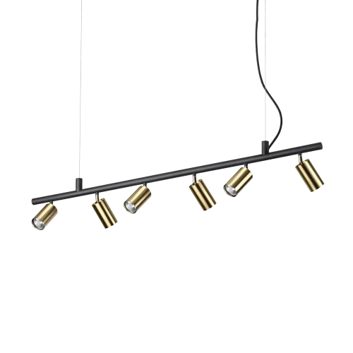 Светильник подвесной DYNAMITE SP6 OTTONE SATINATO Ideal Lux латунь на 6 ламп, основание латунь в стиле современный 