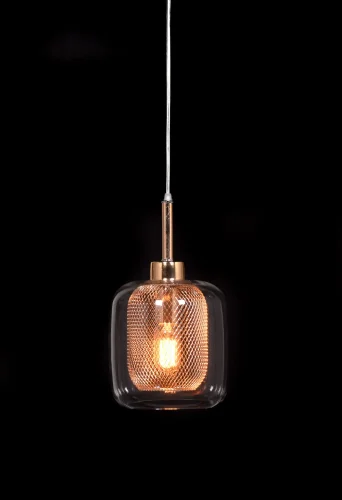 Светильник подвесной Bessa LDP 11337 R.GD Lumina Deco прозрачный розовый 1 лампа, основание золотое в стиле современный лофт  фото 4
