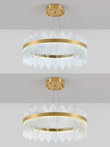 Люстра подвесная LED с пультом INNOVATION STYLE 83160 Natali Kovaltseva прозрачная на 1 лампу, основание золотое в стиле современный с пультом фото 4