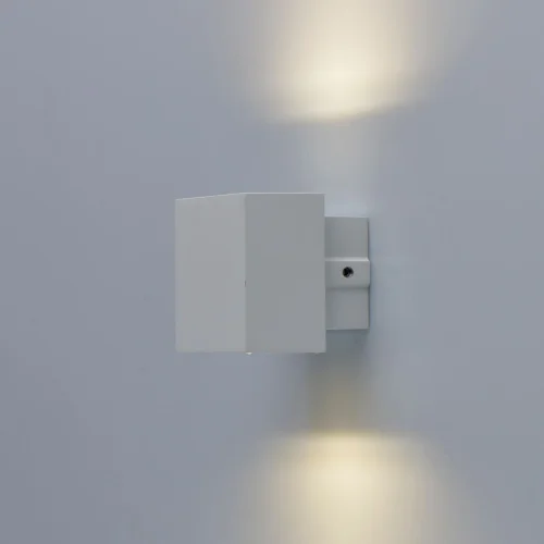 Настенный светильник уличный LED Меркурий 807023001 DeMarkt уличный IP44 белый на 2 лампы, плафон белый в стиле современный LED фото 3