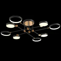 Люстра потолочная LED LAMPS 81102/6C BRASS BLACK Natali Kovaltseva чёрная белая на 1 лампа, основание латунь чёрное в стиле хай-тек модерн кольца