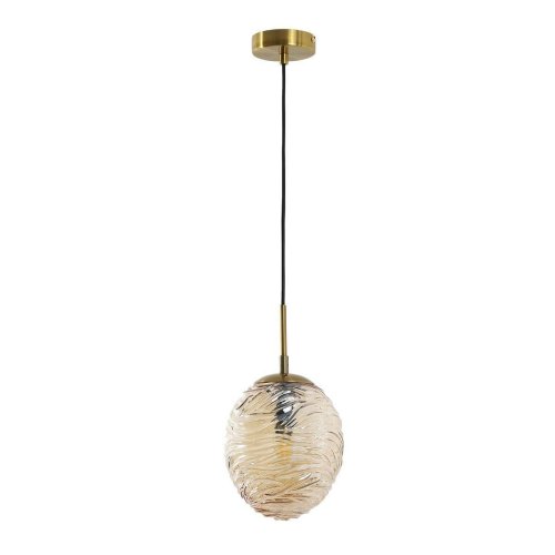 Светильник подвесной Flamma 2722-1P Favourite янтарный 1 лампа, основание латунь в стиле современный выдувное