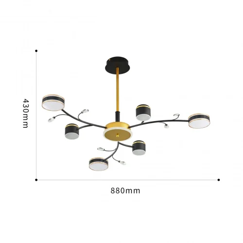 Люстра на штанге LED Ferrara-71040 276240/6+1 BK/GD Arte Milano белая на 1 лампу, основание чёрное в стиле современный фото 13 Люстра на штанге LED Ferrara-71040 276240/6+1 BK/GD Arte Milano белая на 1 лампу, основание чёрное в стиле современный фото 13