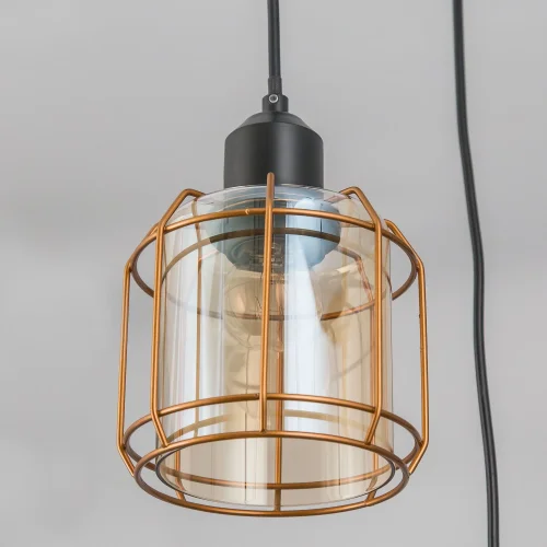 Светильник подвесной Таверна CL542232 Citilux прозрачный бронзовый янтарный 3 лампы, основание чёрное в стиле кантри  фото 4