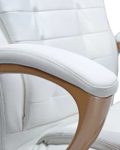 Офисное кресло для руководителей 106B-LMR DONALD, цвет белый Dobrin, белый/экокожа, ножки/металл/бежевый, размеры - 1030*1110***720*720 фото 9