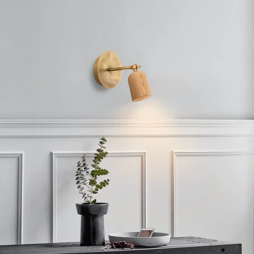 Бра PORI Light wood 101925-26 ImperiumLoft бежевый коричневый на 1 лампа, основание латунь в стиле современный  фото 2