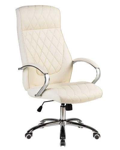 Офисное кресло для руководителей 117B-LMR BENJAMIN, цвет кремовый Dobrin, кремовый/экокожа, ножки/металл/хром, размеры - 1200*1270***670*670 фото 2