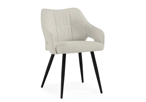 Стул на металлокаркасе Hera beige / black 15844 Woodville, бежевый/букле, ножки/металл/чёрный, размеры - ****550*600
