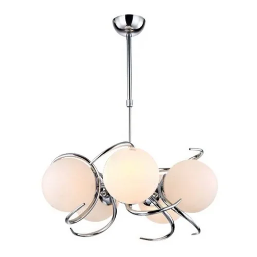 Люстра потолочная Dalmine OML-64107-05 Omnilux белая на 5 ламп, основание хром в стиле современный шар