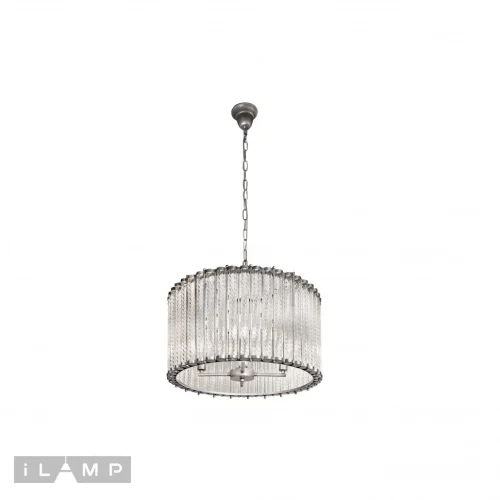 Люстра подвесная Manhattan MD0266-4B Silver iLamp прозрачная на 4 лампы, основание никель в стиле американский современный 