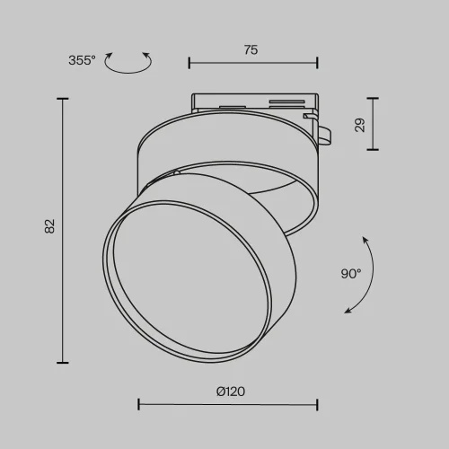 Трековый светильник Onda 3000K 18Вт 120° Single phase track system Unity TR007-1-18W3K-B-1 Maytoni чёрный для шинопроводов серии Single phase track system Unity чёрный фото 11