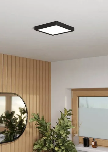 Светильник потолочный LED Fueva 901329 Eglo белый на 1 лампу, основание чёрное в стиле современный квадратный фото 2 Светильник потолочный LED Fueva 901329 Eglo белый на 1 лампу, основание чёрное в стиле современный квадратный фото 2