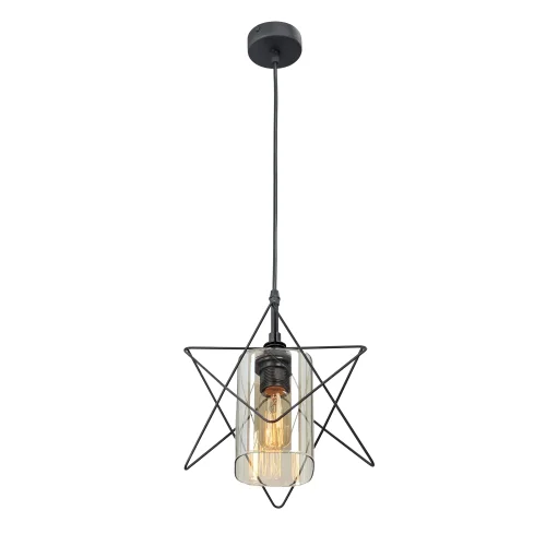 Светильник подвесной V4721-1/1S Vitaluce прозрачный на 1 лампу, основание чёрное в стиле арт-деко фото 3