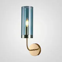 Настенный светильник Agne Blue Glass Tube wall light 100322-22 ImperiumLoft голубой 1 лампа, основание золотое в стиле лофт 