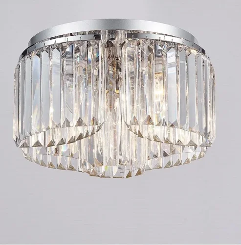 Люстра потолочная хрустальная 4355/PL chrome Newport прозрачная на 5 ламп, основание хром в стиле классический  фото 2