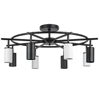Люстра потолочная Rullo LR718374364 Lightstar белая чёрная на 8 ламп, основание чёрное в стиле современный хай-тек 