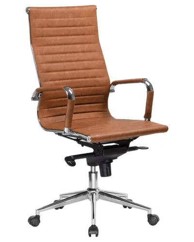 Офисное кресло для руководителей 101F-LMR CLARK, цвет светло-коричневый №321 Dobrin, коричневый/экокожа, ножки/металл/хром, размеры - 1090*1150***680*680 фото 2