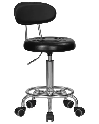 Табурет мастера DOBRIN BILLY (черный) цвет сиденья черный, цвет основания хромированная сталь Dobrin, чёрный/экокожа, ножки/металл/, размеры - 690*850****