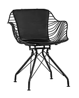 Кресло Thomas, черное, с черной подушкой  УТ000004226 Stool Group, чёрный/экокожа, ножки/металл/чёрный, размеры - ****660*600