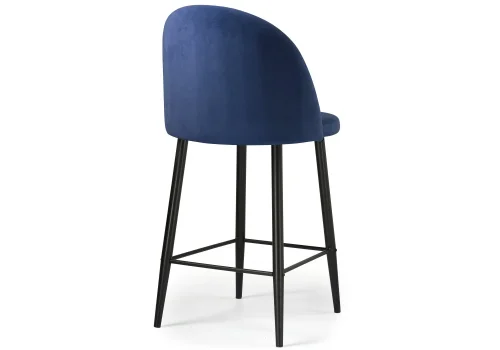 Барный стул Амизуре темно-синий / черный матовый 448662 Woodville, синий/велюр, ножки/металл/чёрный, размеры - ****480*530 фото 4
