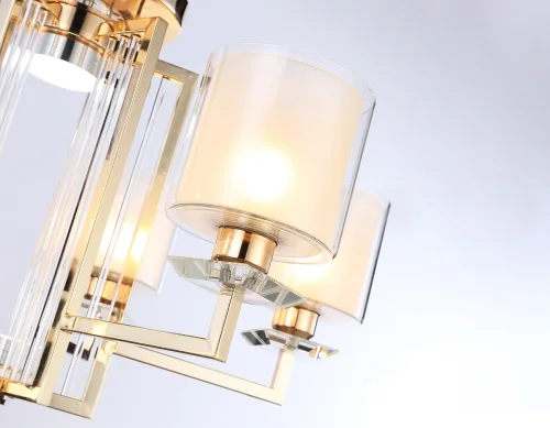 Люстра потолочная LED TR4420 Ambrella light белая прозрачная на 6 ламп, основание золотое в стиле классический современный  фото 7