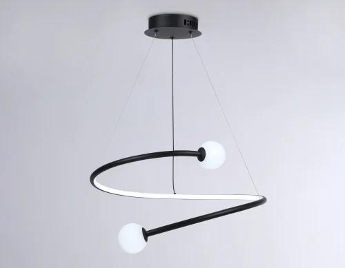 Светильник подвесной LED с пультом FL66293 Ambrella light чёрный 1 лампа, основание чёрное в стиле современный хай-тек шар фото 4