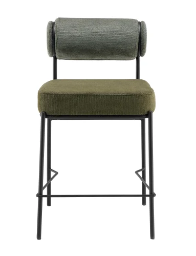Стул полубарный Ponpoun, зелёный УТ000040469 Stool Group, зелёный/шенилл, ножки/металл/чёрный, размеры - *910***520*635 фото 2