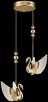 Светильник подвесной LED Letizia WE466.02.306 Wertmark золотой 2 лампы, основание золотое в стиле модерн птички