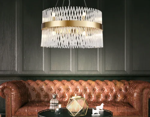 Люстра подвесная Traditional TR5361 Ambrella light прозрачная на 12 ламп, основание золотое в стиле классический  фото 2