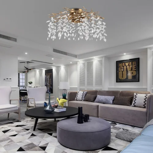 Люстра потолочная Милано-3 23312.850.7.G9.B IB Артемилано прозрачная на 7 ламп, основание бронзовое в стиле флористика современный ветви фото 2