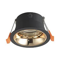 Светильник точечный CLT 081C BL-GO Crystal Lux чёрный золотой на 1 лампу, основание чёрное в стиле современный круглый