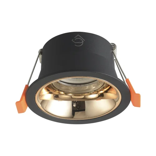 Светильник точечный CLT 081C BL-GO Crystal Lux чёрный золотой на 1 лампу, основание чёрное в стиле современный круглый