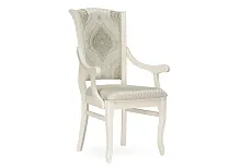 Кресло Линет soprano pearl / ромб / бежевый 543602 Woodville, белый/ткань, ножки/массив бука/белый, размеры - ****600*600