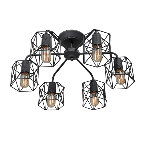 Люстра потолочная V4382-1/6PL Vitaluce без плафона на 6 ламп, основание чёрное в стиле лофт фото 3