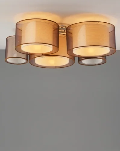 Люстра потолочная Room V10624-5C Moderli белая коричневая на 5 ламп, основание хром в стиле современный  фото 4