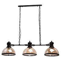 Светильник подвесной лофт Нойвид 682012103 MW-Light прозрачный янтарный на 3 лампы, основание чёрное в стиле лофт 