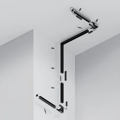 Шинопровод 2м низкопрофильный накладной Magnetic track system Exility TRXM034-412B Maytoni чёрный в стиле хай-тек современный для светильников серии Magnetic track system Exility накладной шинопровод exility тонкая магнитная фото 5