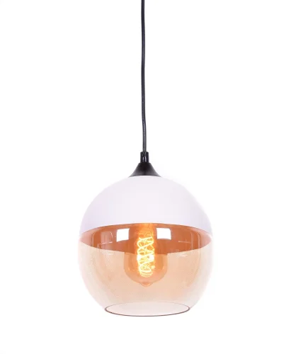 Светильник подвесной лофт Albion LDP 6805 WT Lumina Deco янтарный белый 1 лампа, основание белое в стиле лофт шар